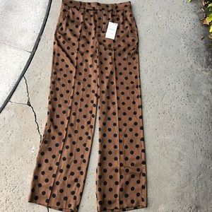 Zara High Waisted Wide Leg Satin Polka Dot Pants